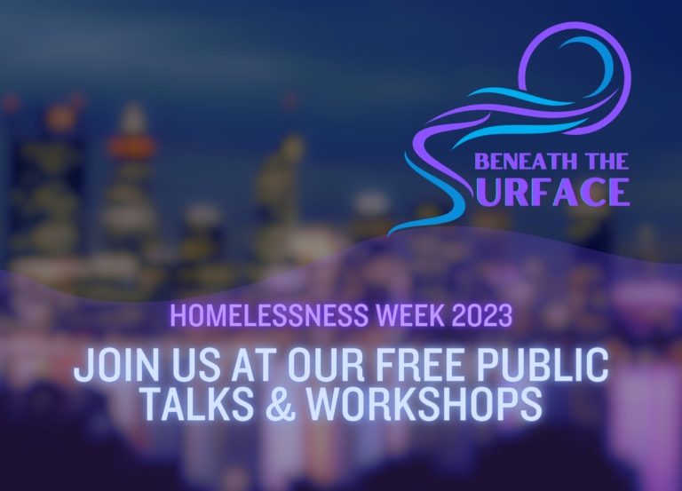 Article title card for Homelessness Week 2023, announcing free public events.